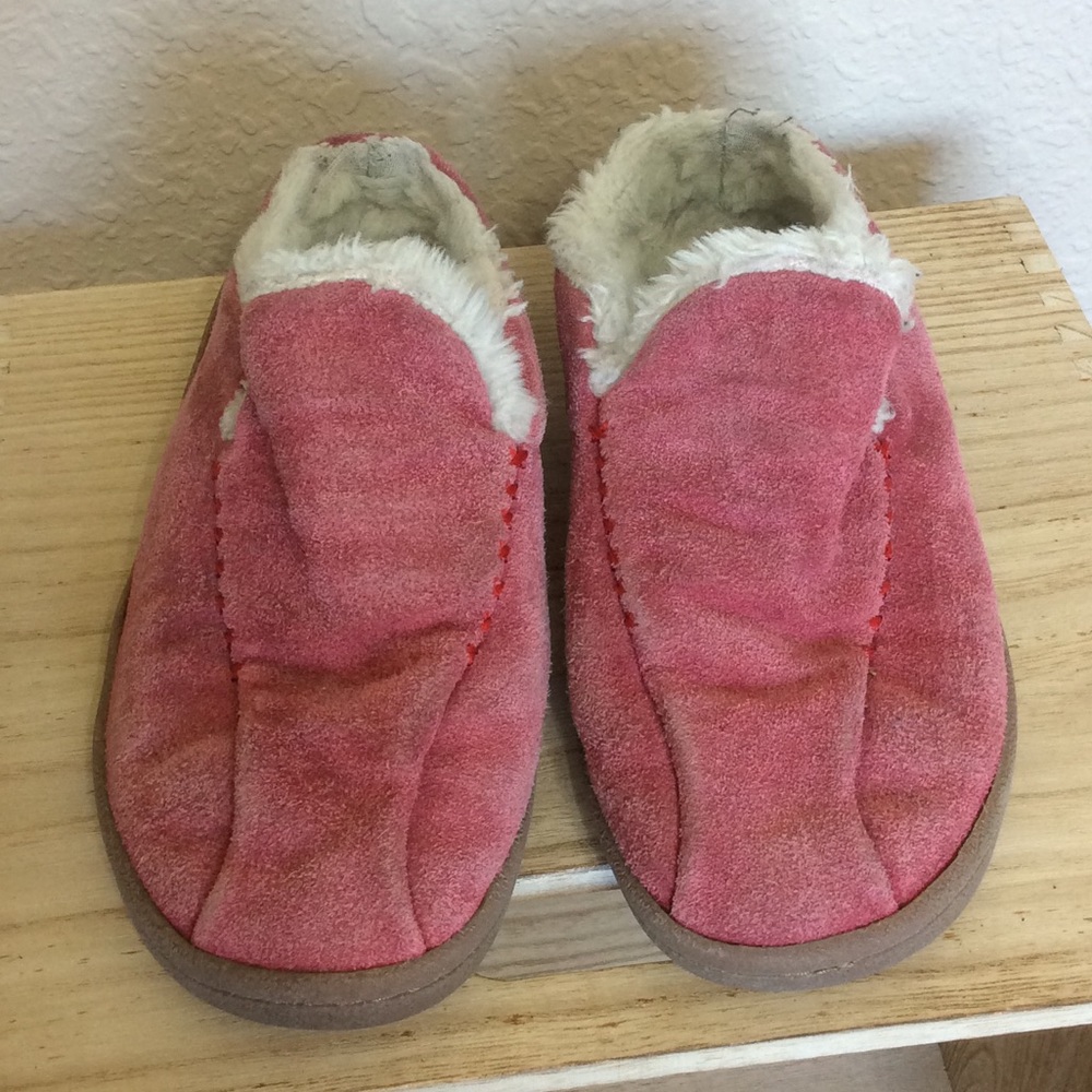 Basswoods Red Moccasin Type Slippers